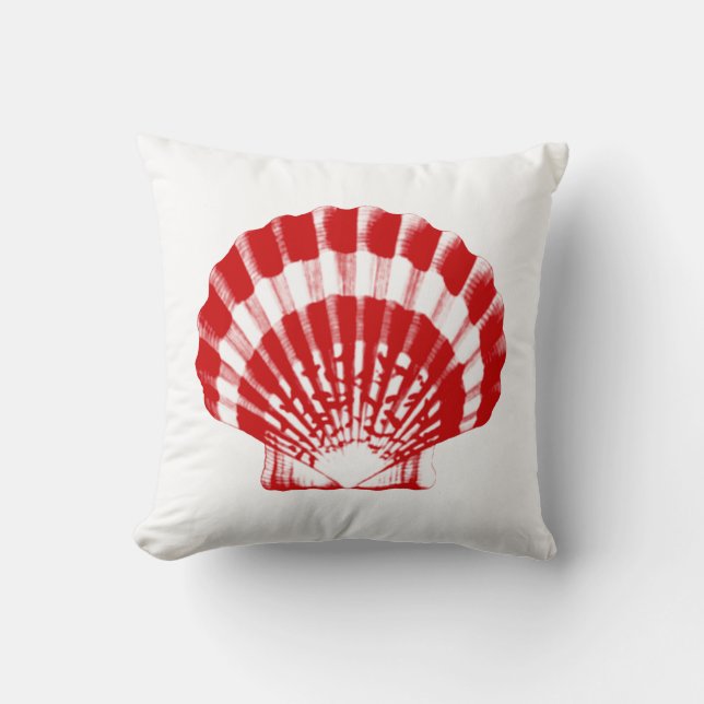 Seashell - deep red and white cushion (Front)