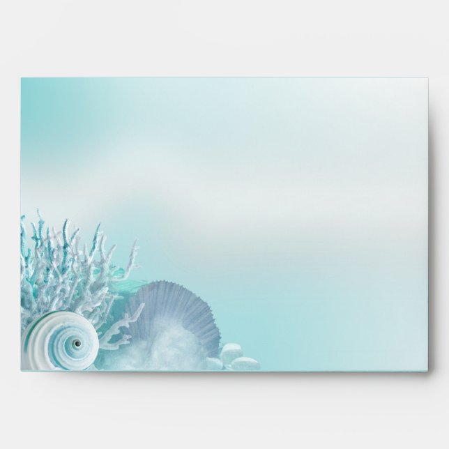 Seashell Dreams Beach Wedding A7 aqua Envelopes (Front)