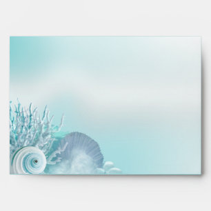 Seashell Dreams Beach Wedding A7 aqua Envelopes