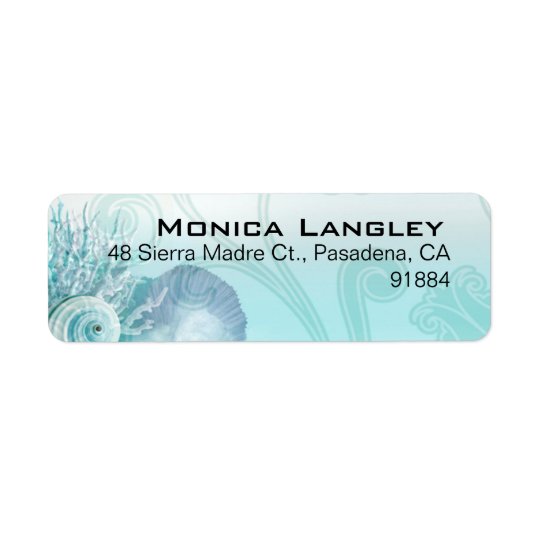 Seashell Dreams Beach Wedding aqua Return Address Label