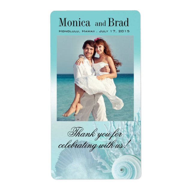 Seashell Dreams Beach Wedding Wine/Champagne (Front)