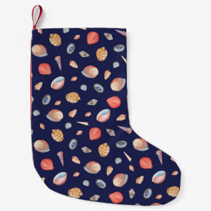 Seashell Elegance: Summer Blue Pattern. Small Christmas Stocking