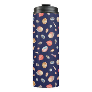Seashell Elegance: Summer Blue Pattern. Thermal Tumbler