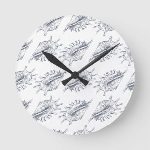 Seashell elegant seamless pattern throw pillow round clock