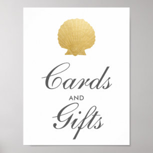 Seashell Faux Gold Foil   Ocean Gifts Wedding Sign