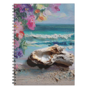 Seashell Flowers Coastal Art Notebook