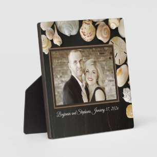 Seashell Frame Newlywed Photo Display Plaque