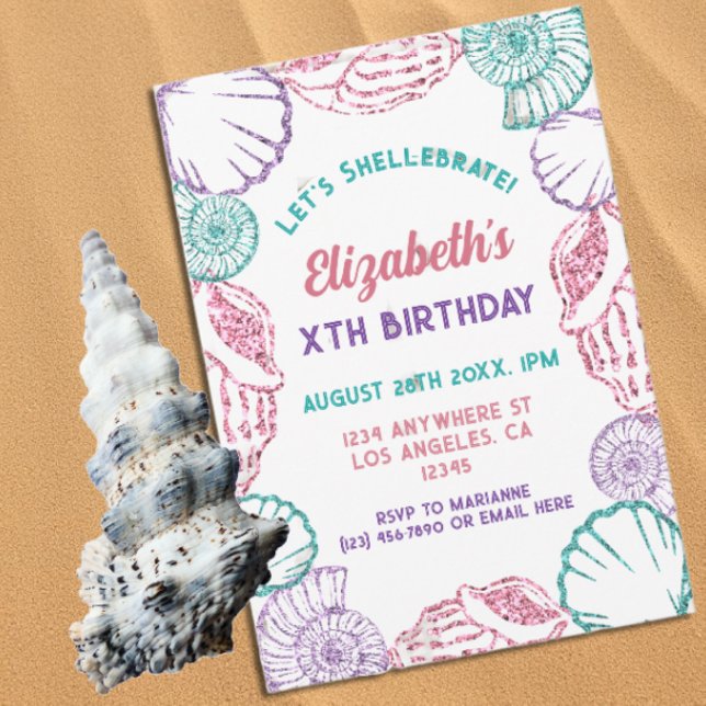Seashell Girls Birthday Invitation (Creator Uploaded)