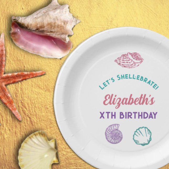 Seashell Girls Birthday Paper Plate (Creator Uploaded)