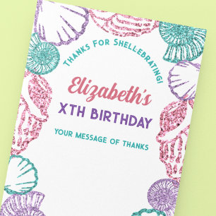 Seashell Girls Birthday Thank You Card