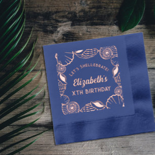 Seashell Girly Birthday Foil Napkins