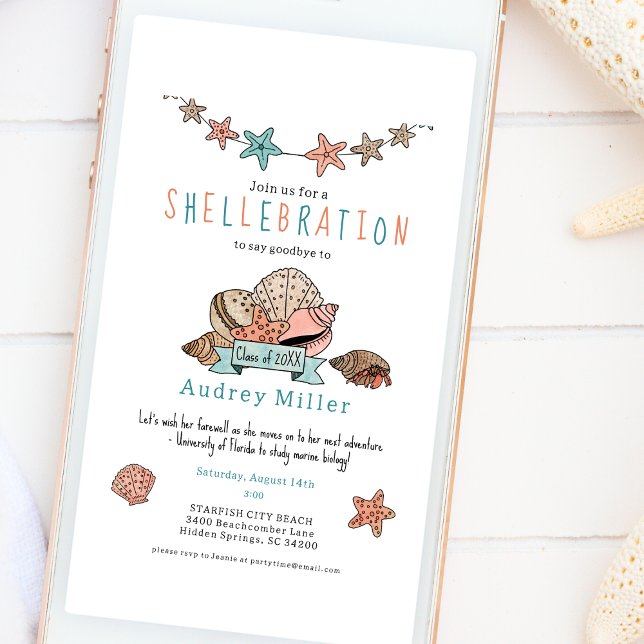 Seashell Going Away Graduation Party Invitation (Creator Uploaded)