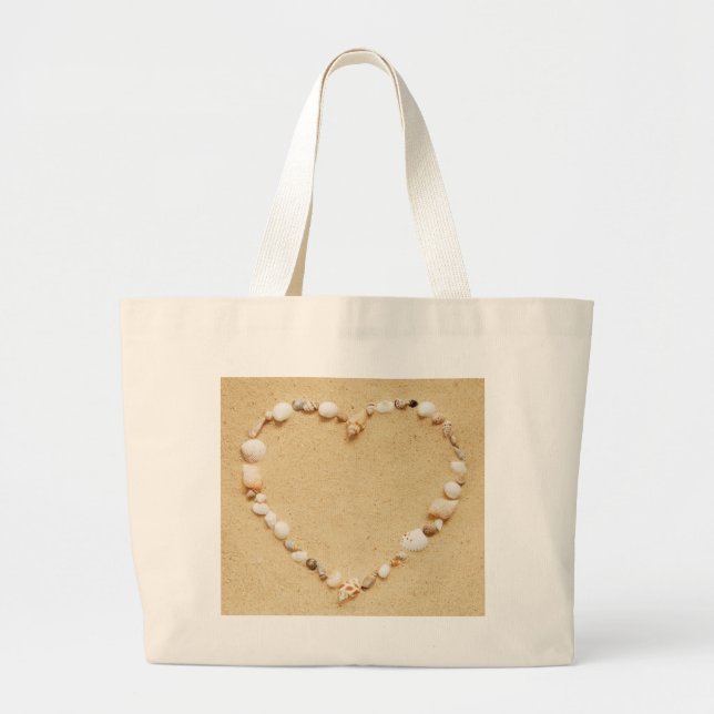 Seashell Heart Large Tote Bag (Front)