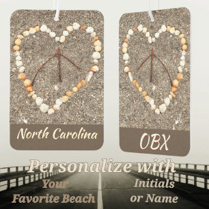 Seashell Heart Peace Sign OBX Beach NC Car Air Freshener