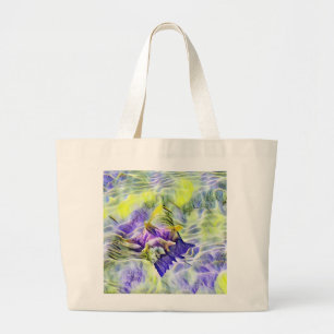 Seashell in sea blue purple watercolor painting large tote bag