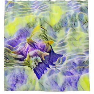 Seashell in sea blue purple watercolor painting shower curtain