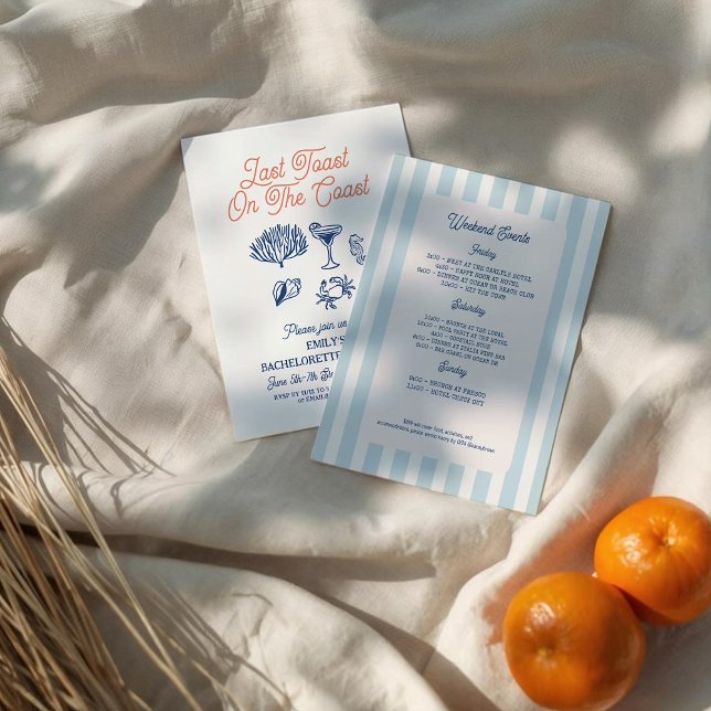 Seashell Last toast coast Bachelorette Weekend Invitation (Creator Uploaded)