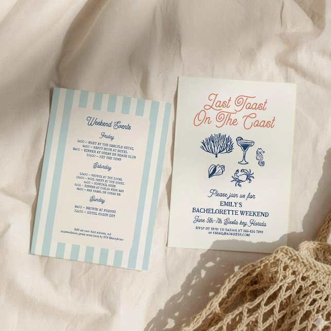 Seashell Last toast coast Bachelorette Weekend Invitation (Creator Uploaded)