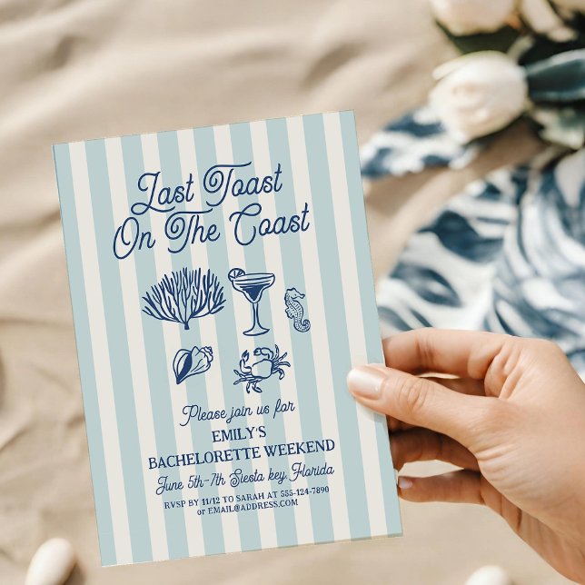 Seashell Last toast coast Bachelorette Weekend Invitation (Creator Uploaded)