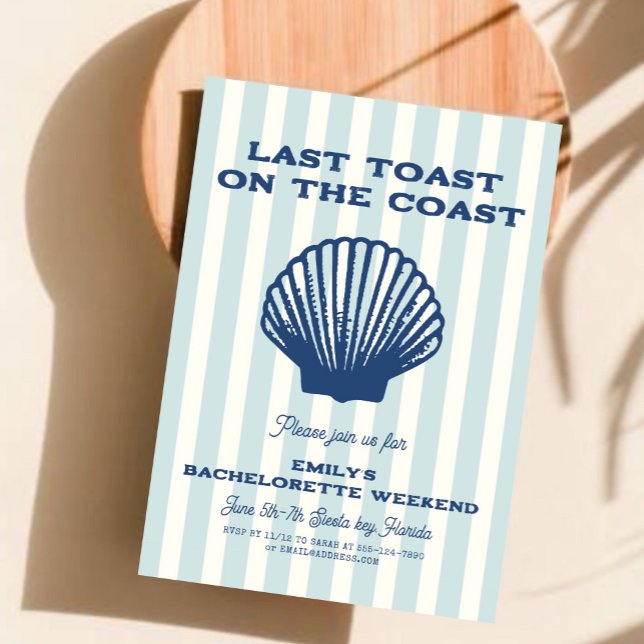 Seashell Last toast coast Bachelorette Weekend Invitation (Creator Uploaded)