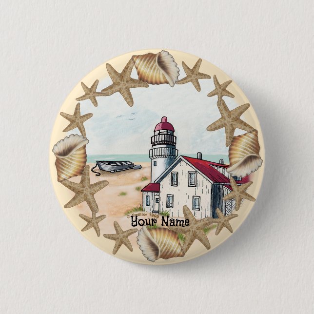 Seashell Lighthouse  Button (Front)