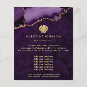 seashell logo on purple design flyer