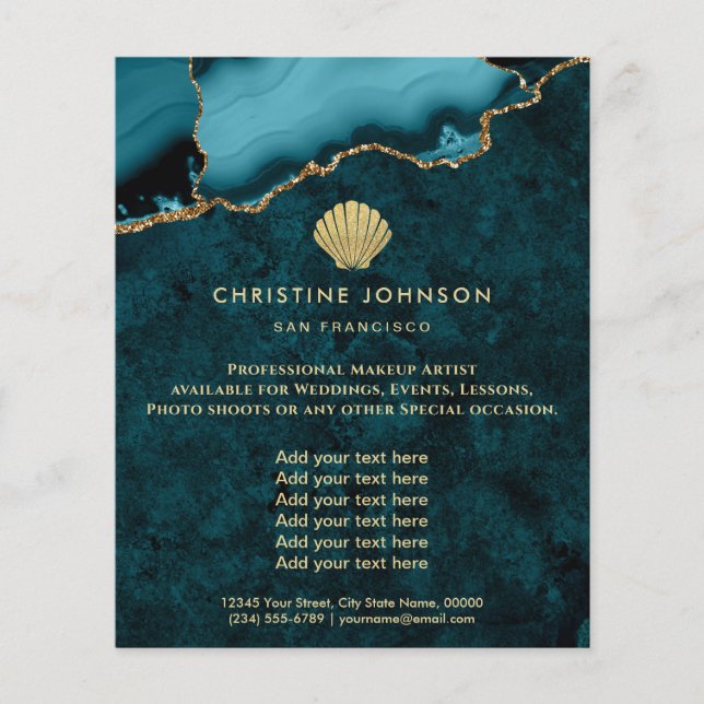 seashell logo on teal design flyer (Front)