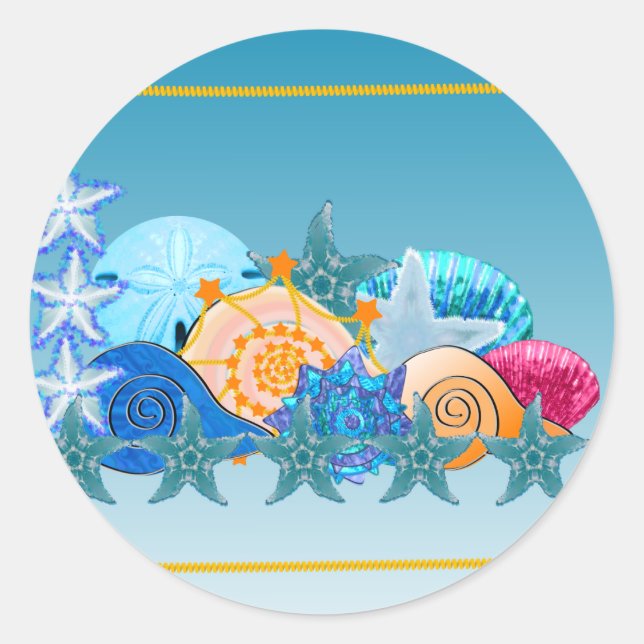 Seashell Medley Classic Round Sticker (Front)