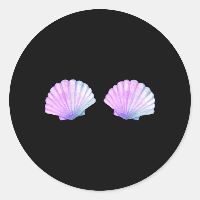 Seashell Mermaid Briere Bikini Bra Clam Shell Classic Round Sticker (Front)