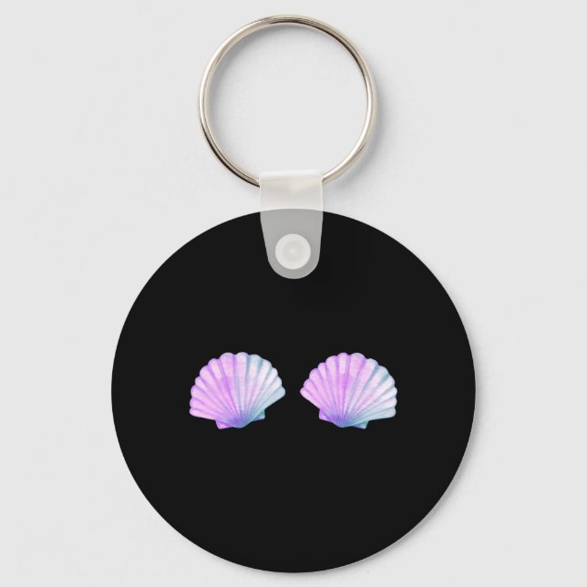 Seashell Mermaid Briere Bikini Bra Clam Shell Key Ring (Front)