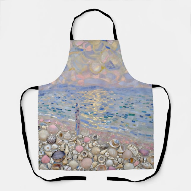 Seashell Mosaic Beach Horizon Glow Apron (Front)