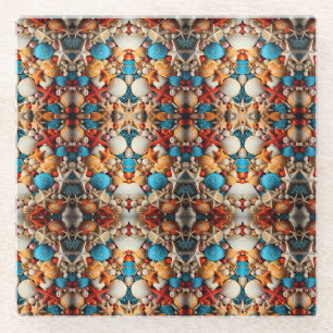 Seashell Mosaic Sherpa Throw Glass Coaster
