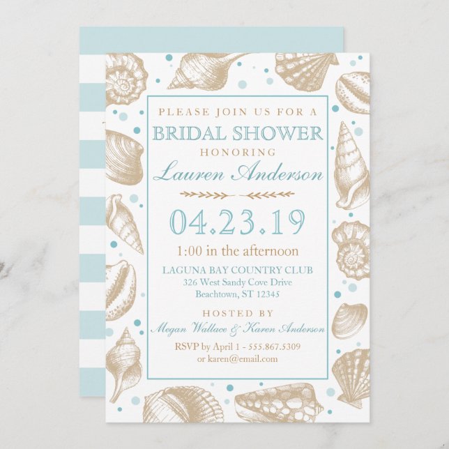 Seashell Nautical Beach Wedding | Bridal Shower Invitation (Front/Back)