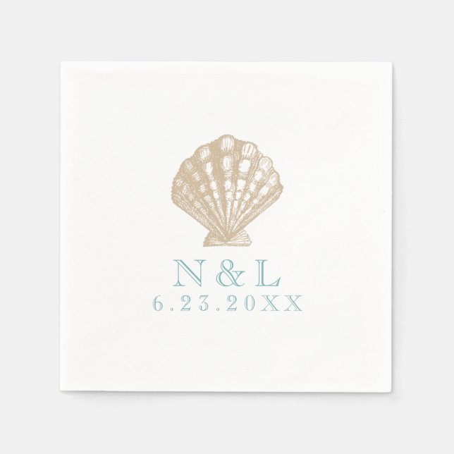 Seashell Nautical Beach Wedding | Bridal Shower Napkin (Front)