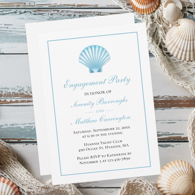 Seashell Nautical Beach Wedding Engagement Party Invitation (Creator Uploaded)