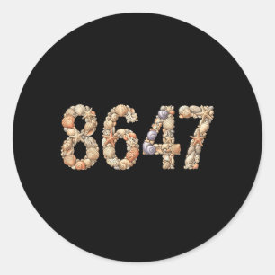 Seashell Numbers Beach Coastal Ocean on Back Classic Round Sticker