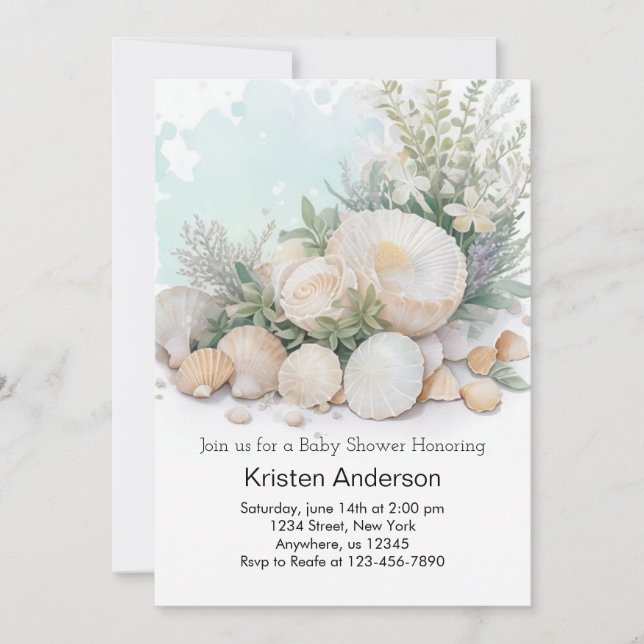 Seashell Oasis by the Ocean Baby Shower Invitation (Front)