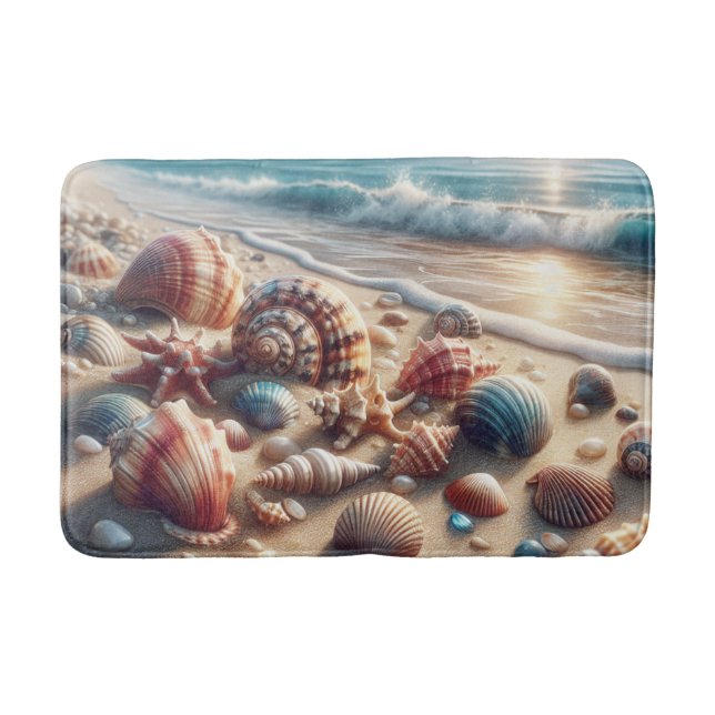 Seashell Ocean Beach Bath Mat (Front)