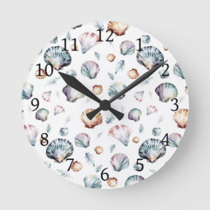 Seashell Ocean Beach Sea Shell Design 358 Round Clock