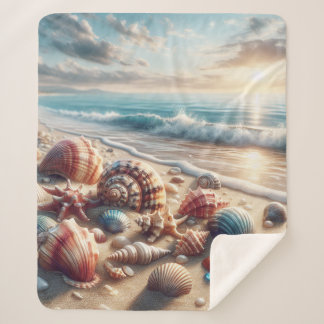 Seashell Ocean Lover Sherpa Blanket