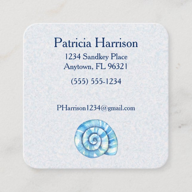 Seashell Ocean Themed Personalised Business Card (Front)