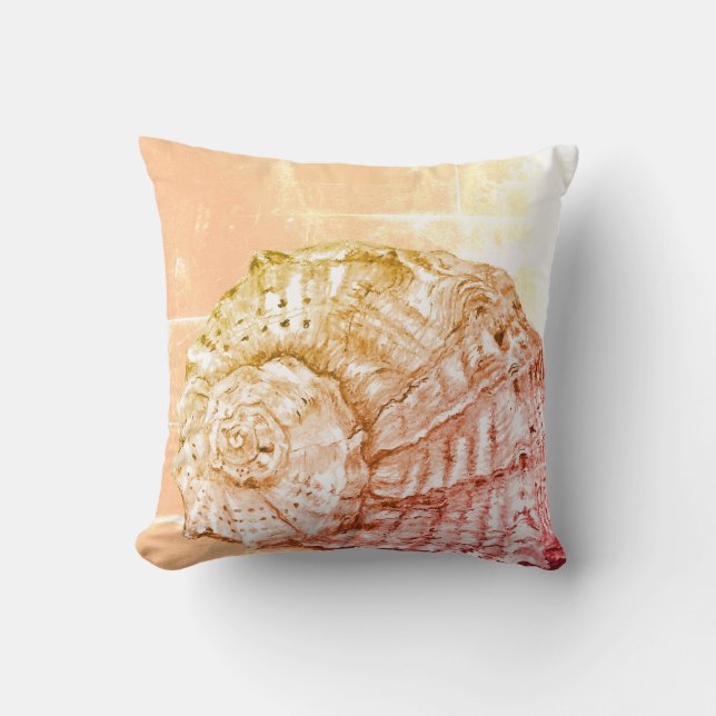 Seashell on Coral Pink Cushion (Front)