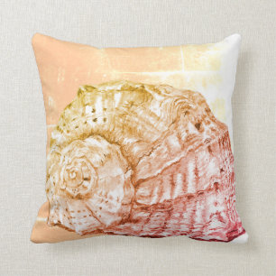 Seashell on Coral Pink Cushion