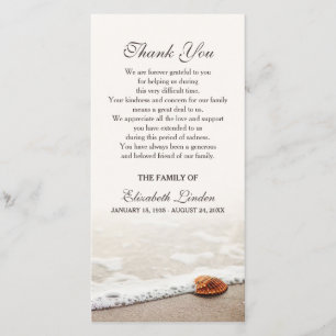 Seashell on the Beach   Sympathy Thank You Card
