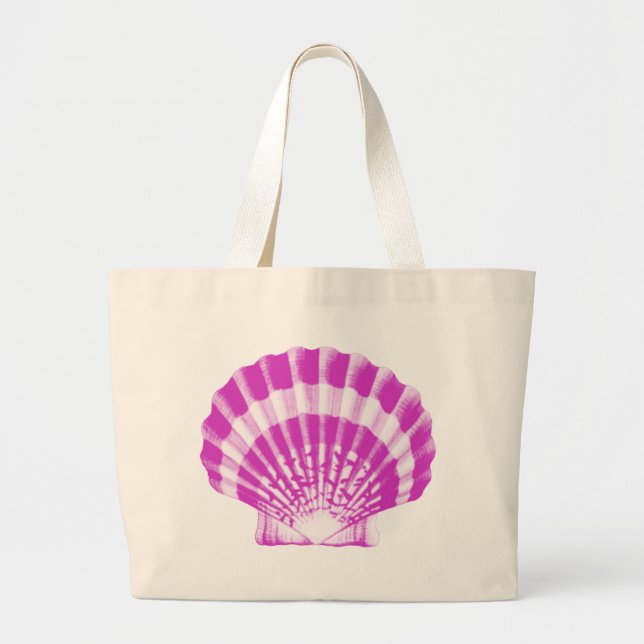 Seashell - orchid and white large tote bag (Front)