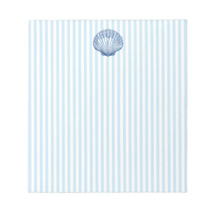 Seashell Painting Nautical Blue Stripe Preppy Notepad