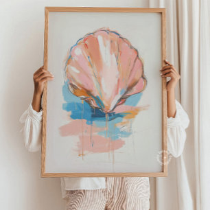 Seashell Painting Wall Art, Coastal Poster Print