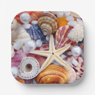 Seashell party paper plates