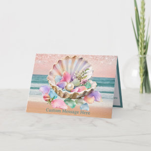 Seashell Pearl Pastel Floral Personalised Coastal Card