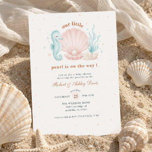 Seashell Pearl Under the Sea Baby Shower Invitation